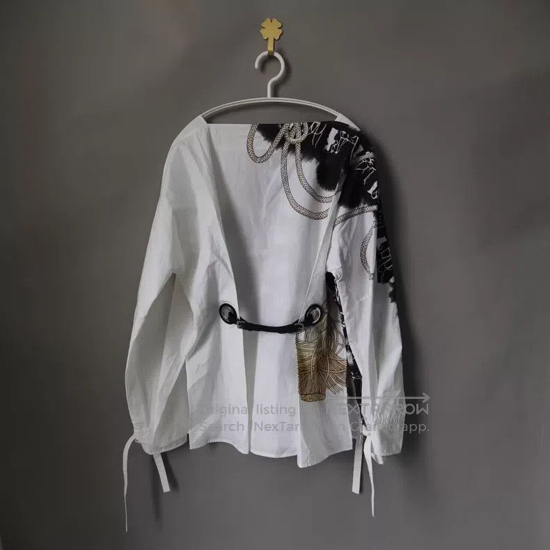 Hermes Hermes Black and White Printed Back-Tie Top Size S / US 4 / IT 40 - 2 Thumbnail