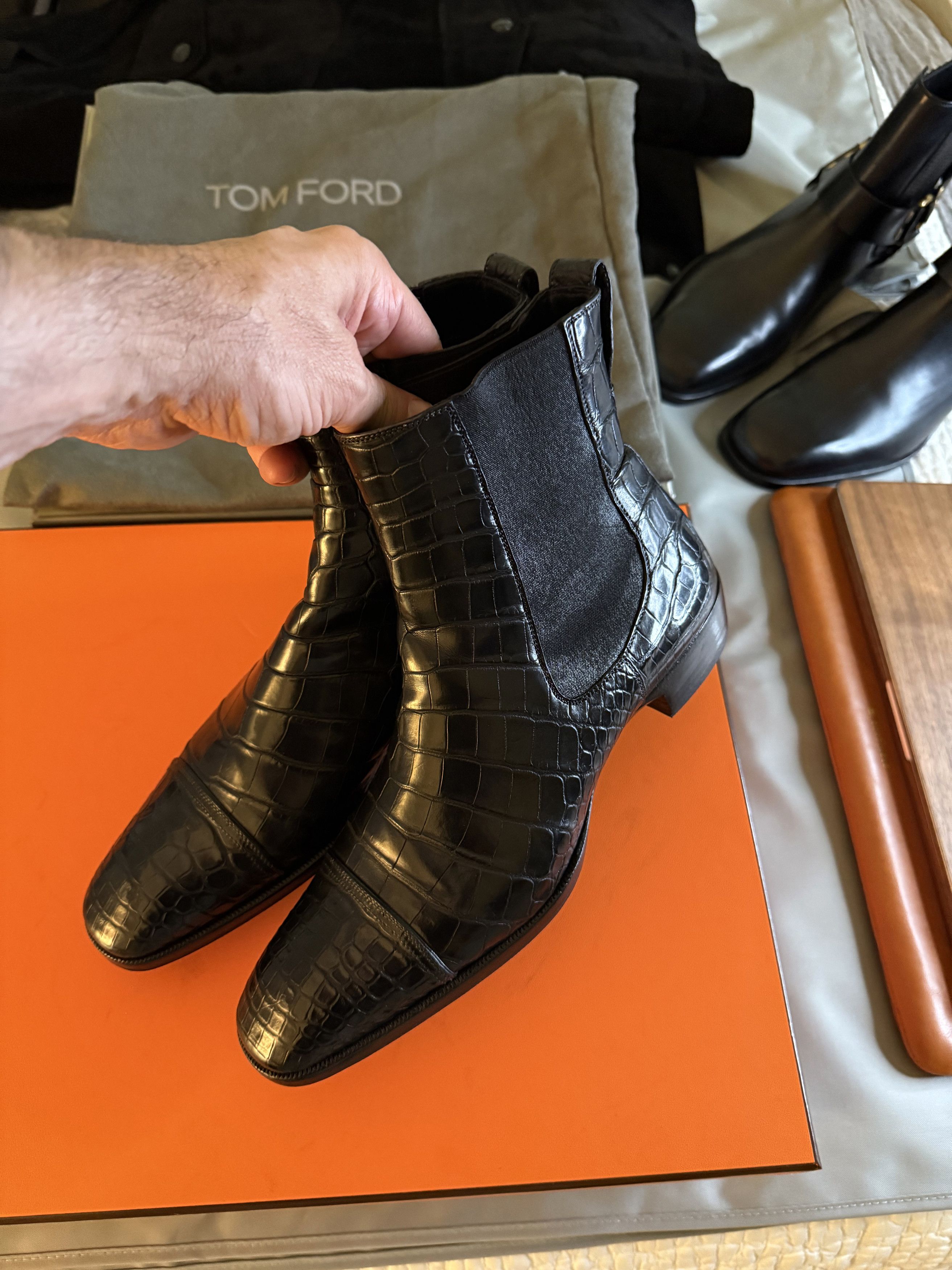 Tom Ford The A-List Ultra-Rare $17,800 w/tax Alligator Chelsea Boots Size US 8.5 / EU 41-42 - 14 Thumbnail
