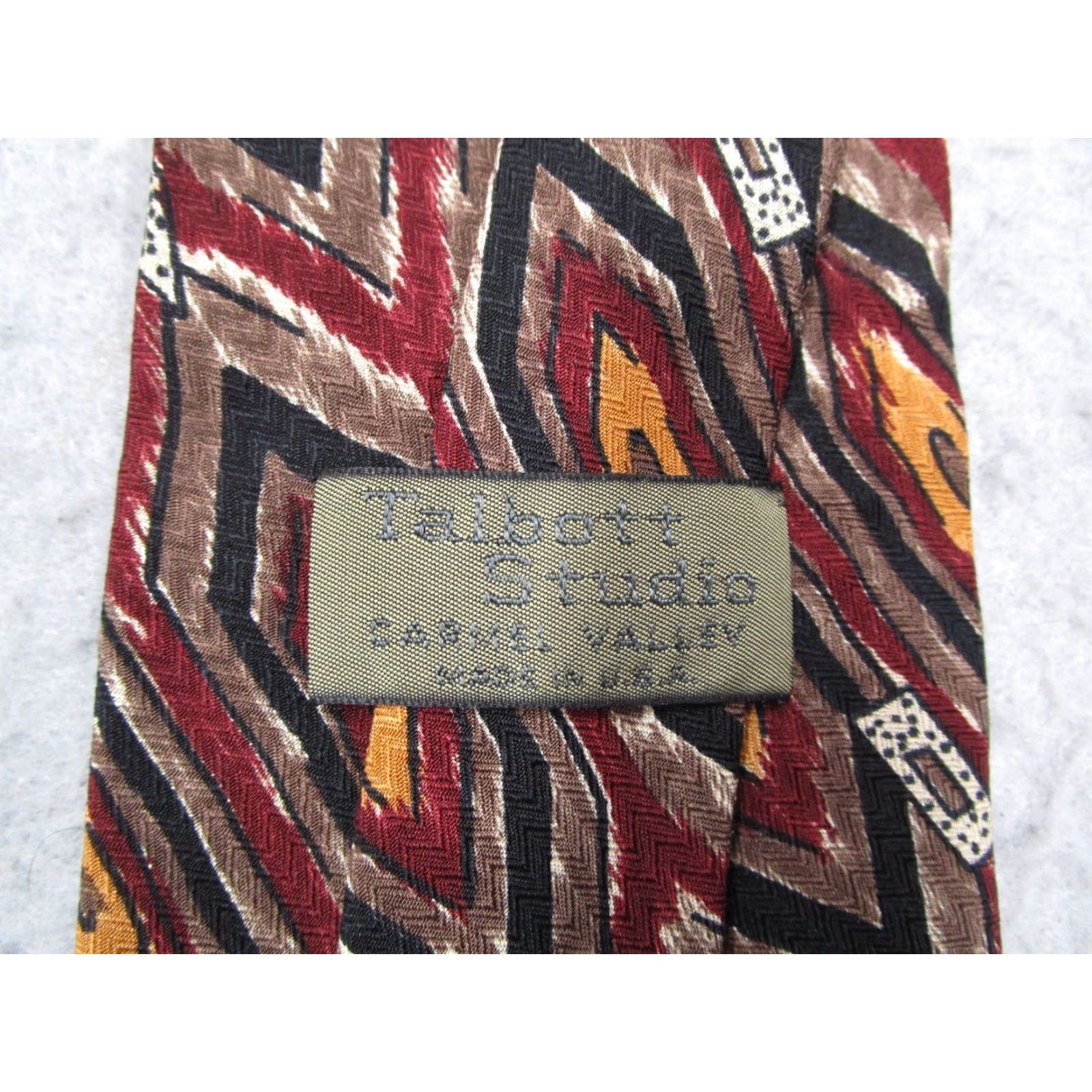 Robert Talbott VINTAGE Robert Talbott Men's Silk Necktie Classic One Size Red Geometric Preppy Made in USA Size ONE SIZE - 3 Thumbnail