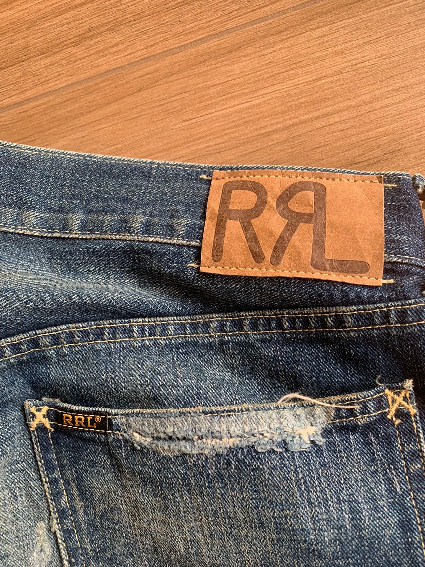 RRL Ralph Lauren RRL High-Waist Slim Fit Distressed Ripped Denim Jeans 34 Size US 34 / EU 50 - 3 Thumbnail