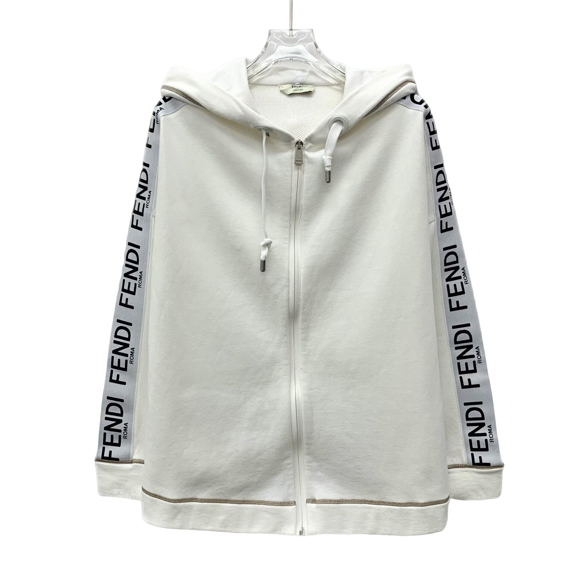 Fendi Fendi Side Logo Tape Zip-up Hoodie White XS Size US XS / EU 42 / 0 - 1 Thumbnail