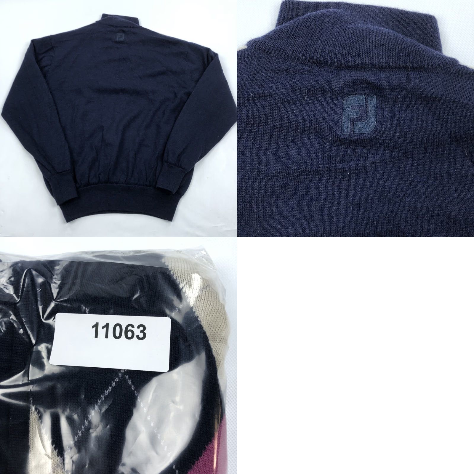 Footjoy FootJoy FJ Men's S Argyle 1/4 Zip Sweater Navy Blue Pink Lined Wool Golf UNCW Size US S / EU 44-46 / 1 - 8 Thumbnail
