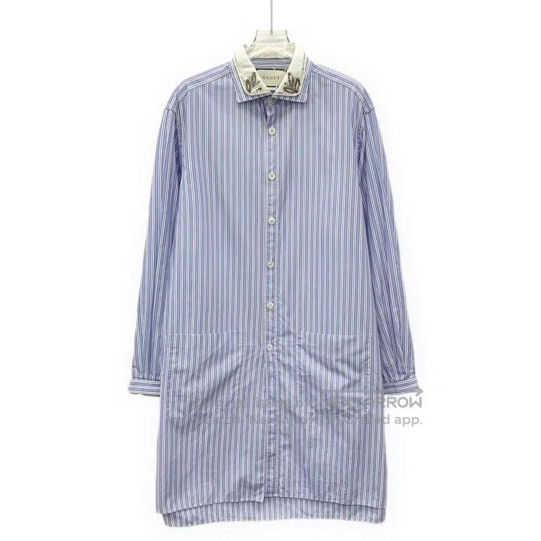 Gucci Gucci Blue vertical striped cotton lapel single-breasted l Size M / US 6-8 / IT 42-44 - 1 Thumbnail