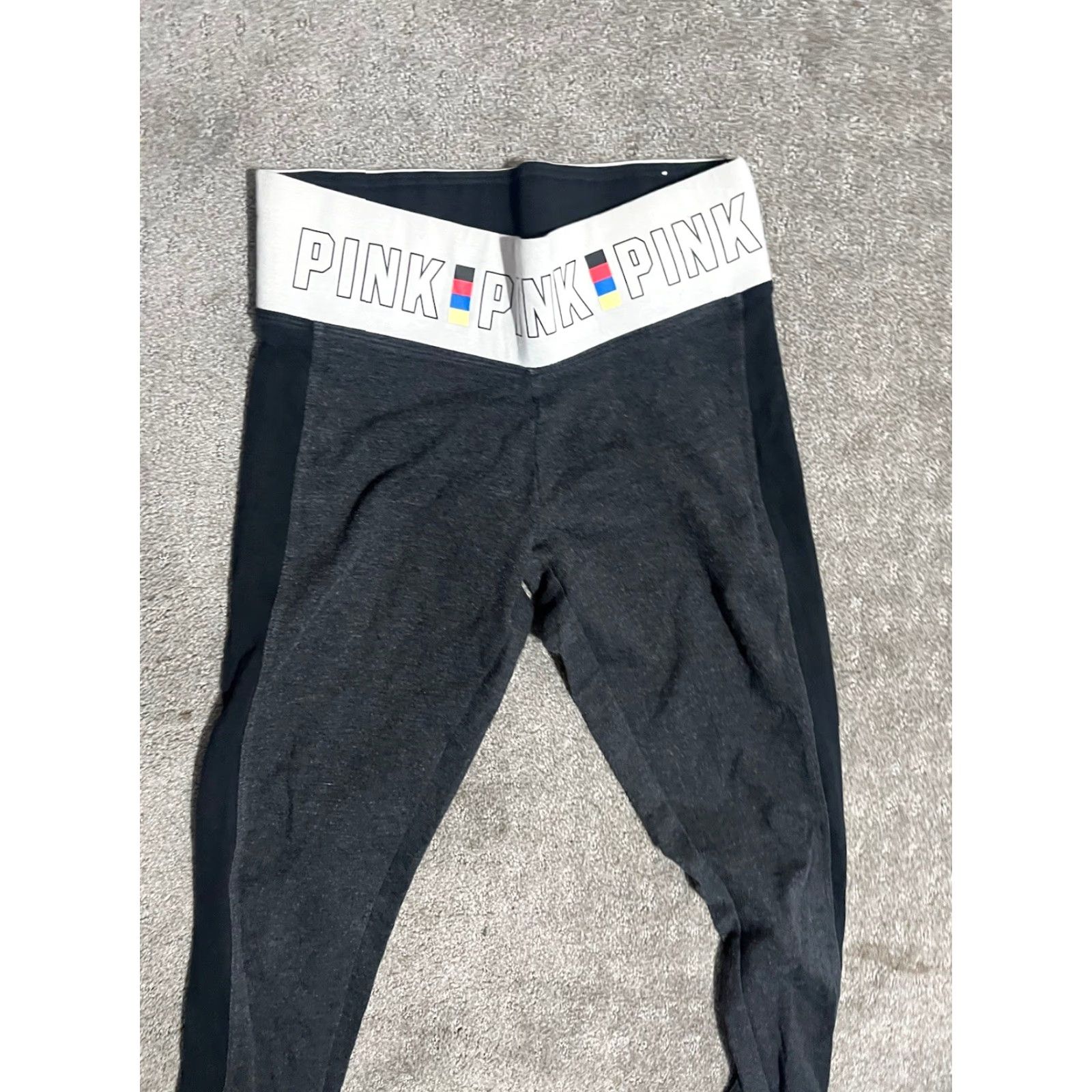 Victoria's Secret VINTAGE Victoria's Secret Women's XS Gray Logo Leggings Yoga Activewear Casual 90s Sports Size 26" / US 2 / IT 38 - 2 Thumbnail