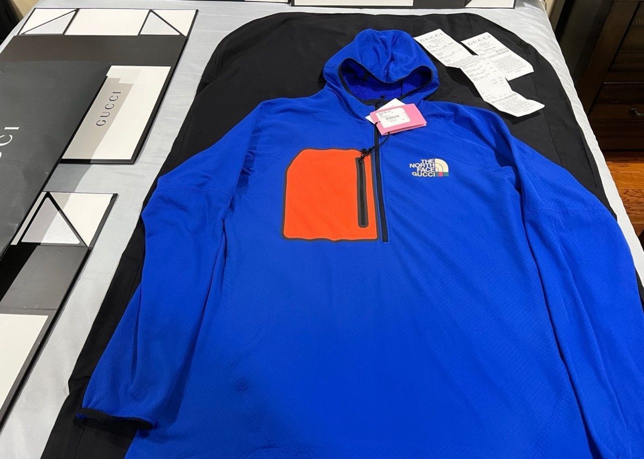 image of Gucci x The North Face Pullover Fleece Blue/papaya Mens Xl