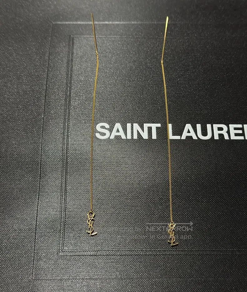 Saint Laurent Paris Saint Laurent Paris Gold Logo Hoop Earrings Size ONE SIZE - 1 Thumbnail