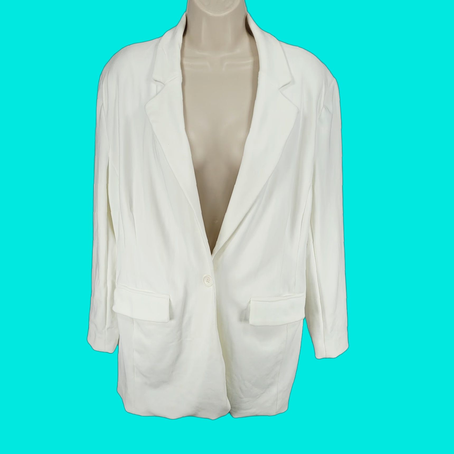 Boston Proper Boston Proper Blazer Women 18 White Notch One-Button Stretch Lined Pant Suit Size XXL / US 16-18 / IT 52-54 - 1 Thumbnail