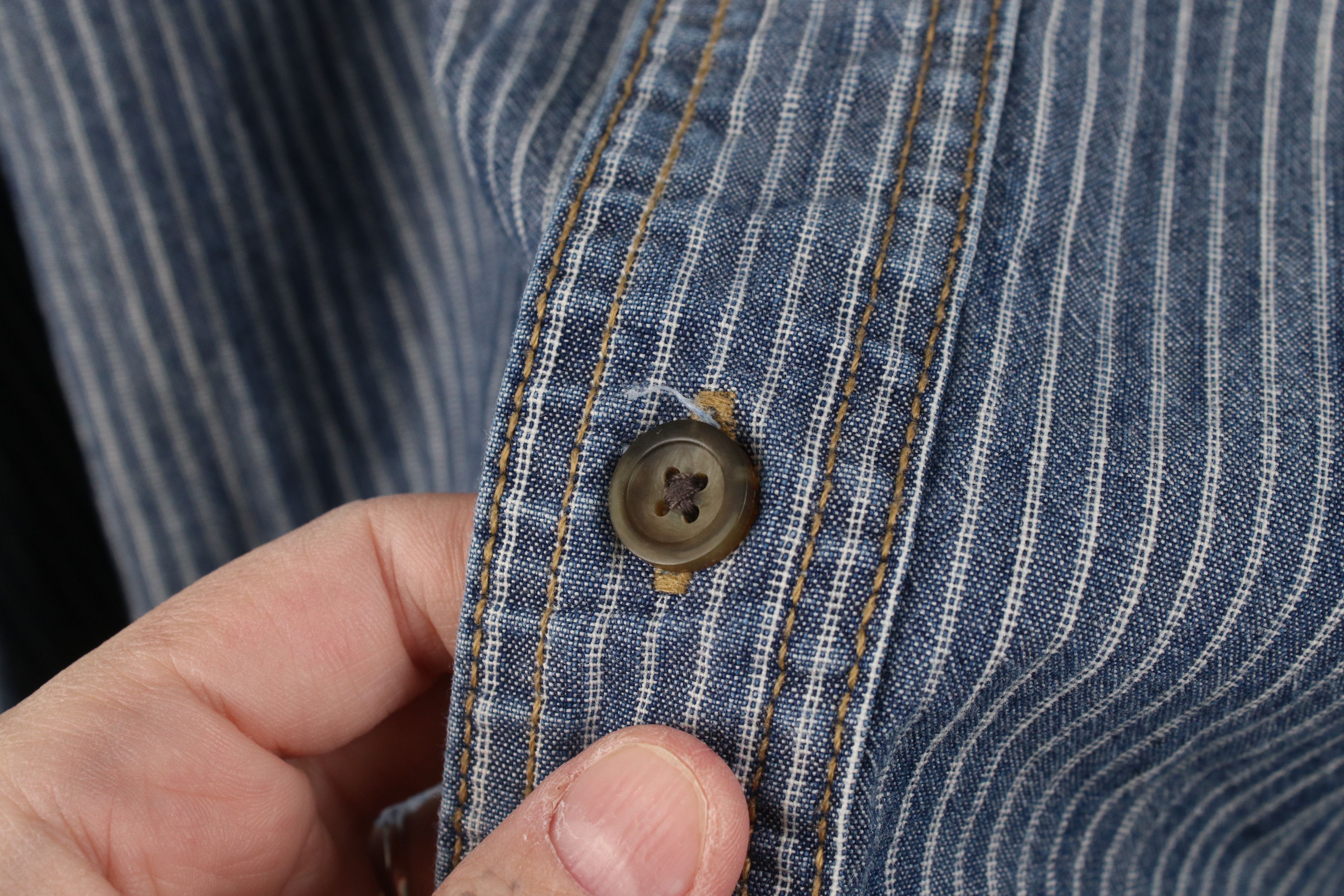 Vintage Vintage 90s Y2K Streetwear Denim Striped Button Down Shirt Size US XXL / EU 58 / 5 - 4 Thumbnail