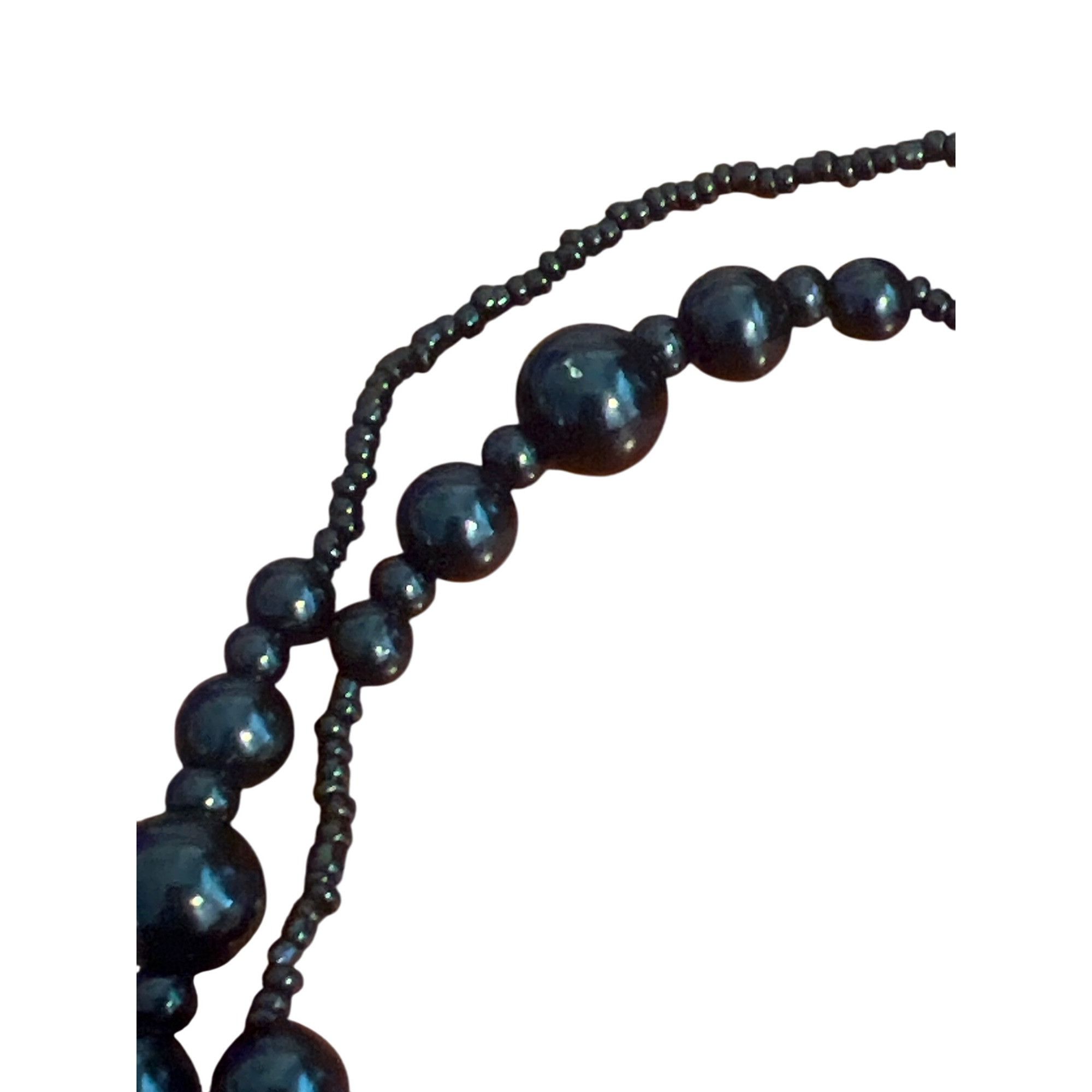 Other Vintage Black Glass Seed Bead Lariat Necklace 30" Tassel 4" Size ONE SIZE - 3 Thumbnail