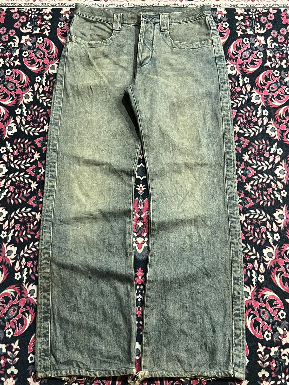 Acne Studios Acne Studio Style Mosh Green Frayed Leg Straight Cut Jeans Size US 31 - 1 Thumbnail