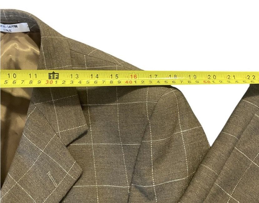 Designer Mens Blazer Windowpane Brown White Check 40S Worsted Size 40S - 6 Thumbnail