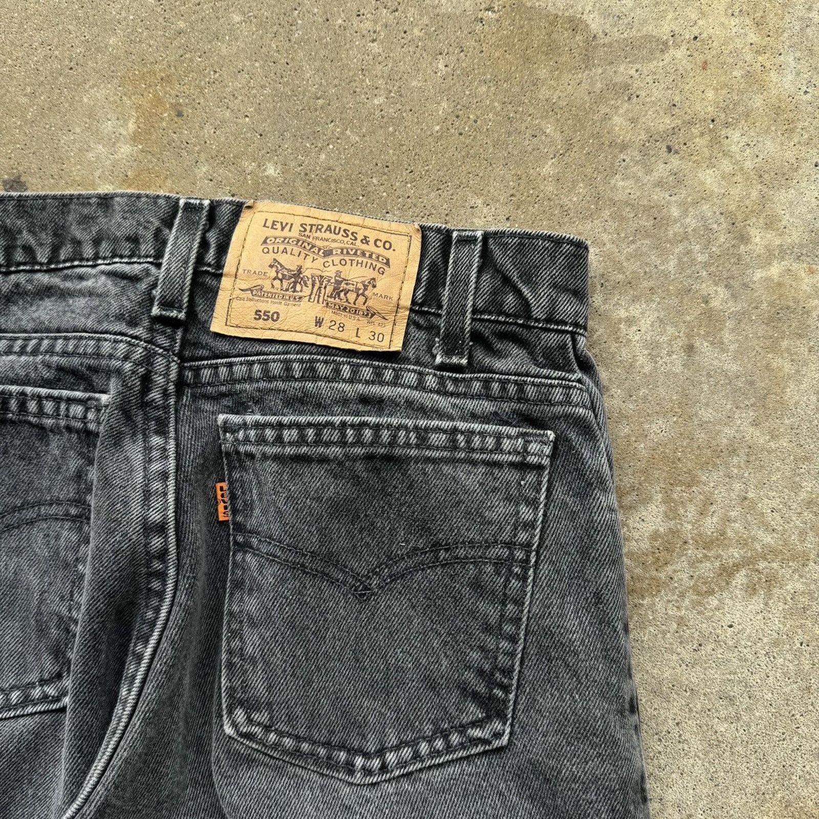 Levi's Vintage 90s Levi's 550 Orange Tab Faded Black Jeans USA Size US 27 - 5 Thumbnail