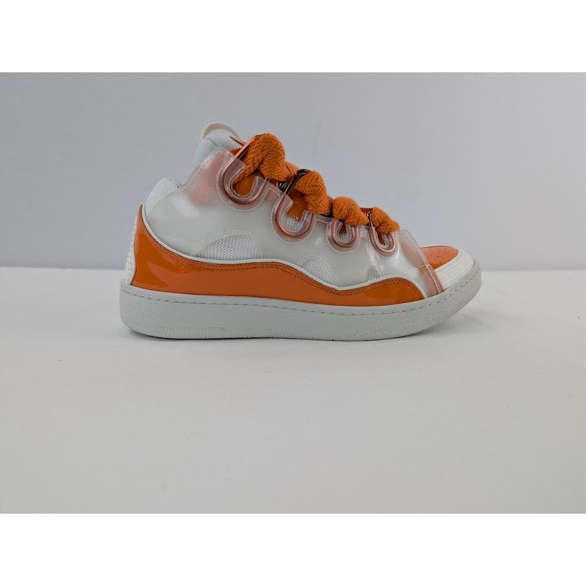 Lanvin o1rshd1 Leather Curb Low-Top Sneaker in Orange / White Size US 9 / EU 42 - 4 Thumbnail
