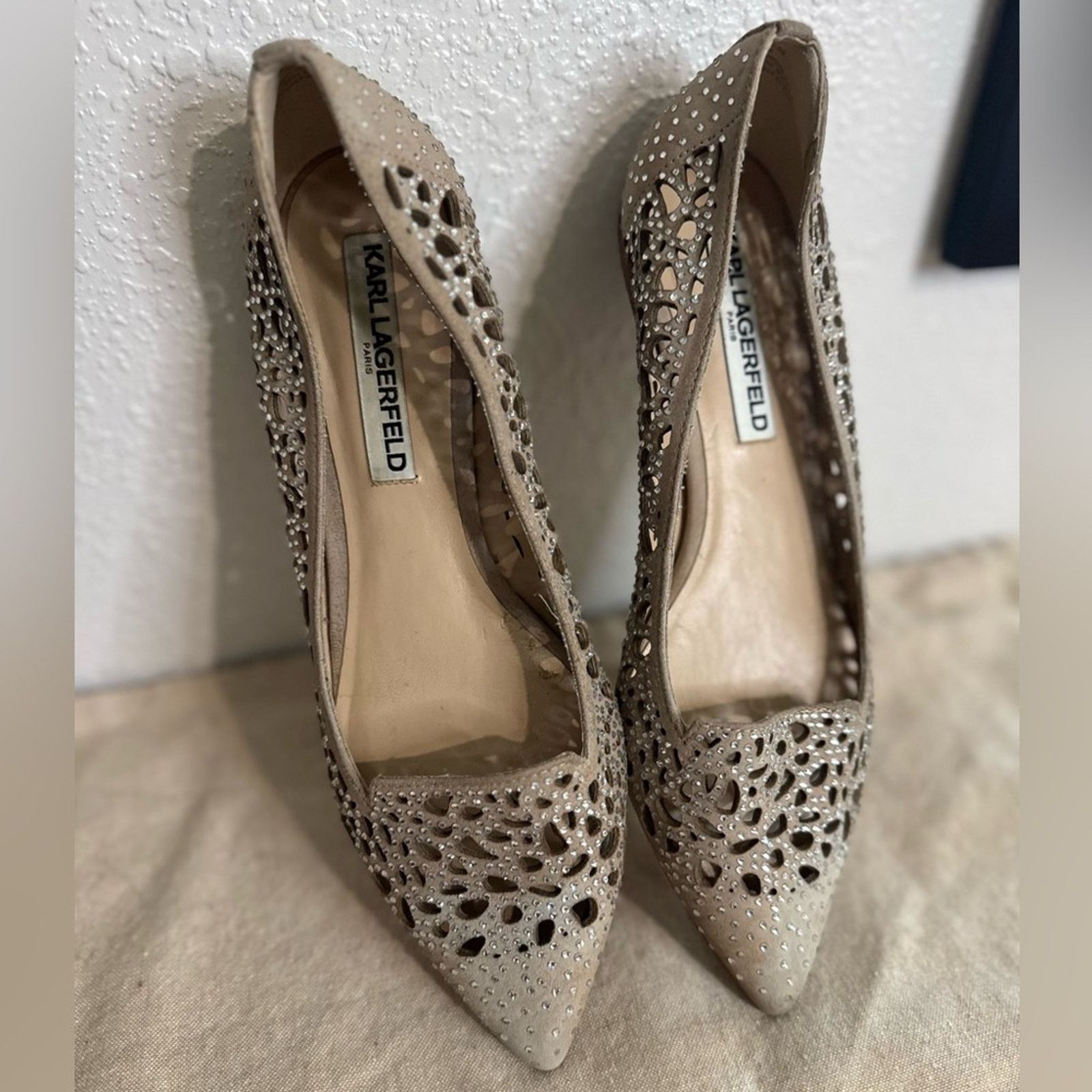 Karl Lagerfeld KARL LAGERFELD Paris: The Nina Diamond Studded Slip-On Flats Size US 7 / IT 37 - 8 Thumbnail