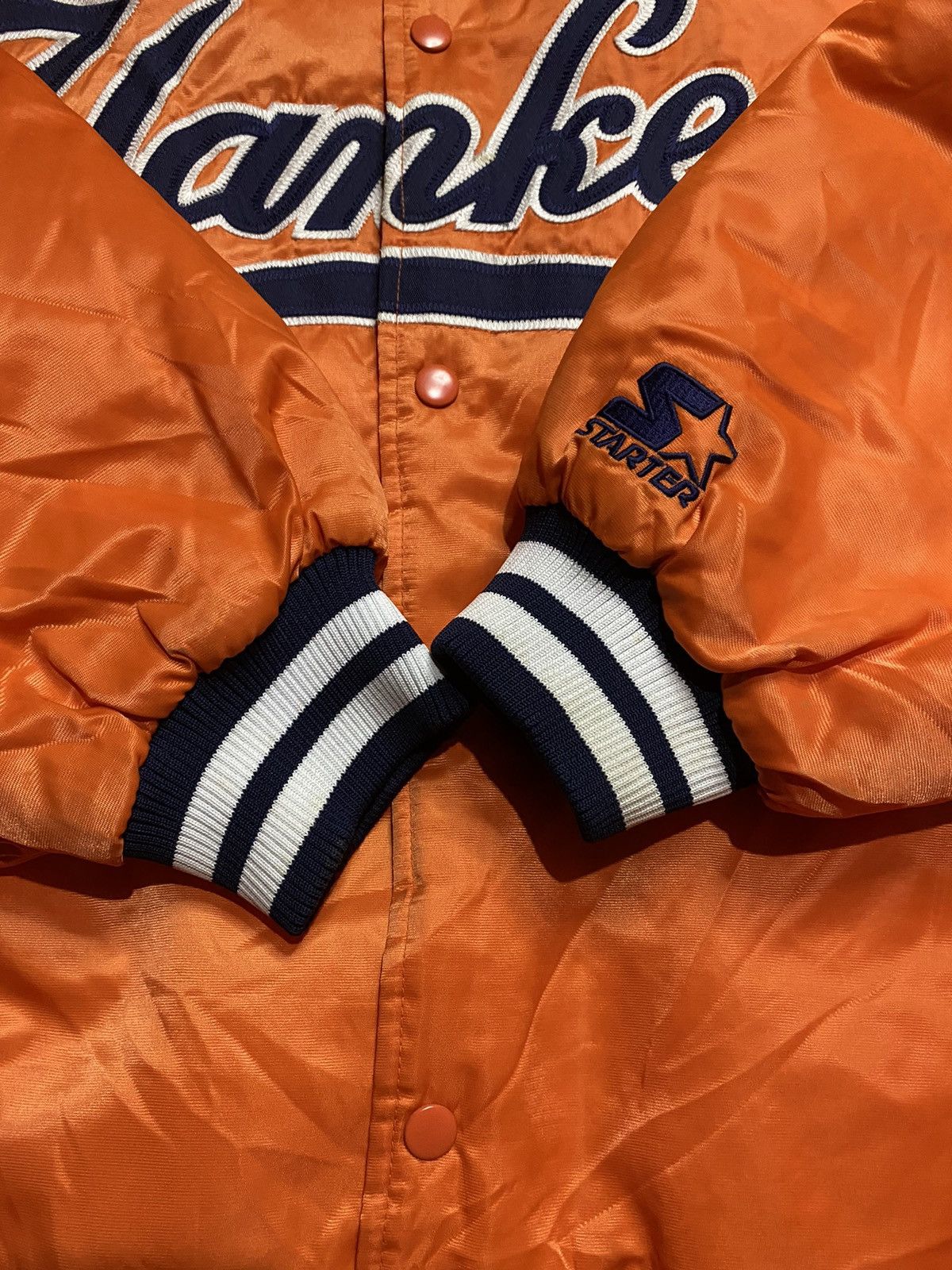 Vintage VINTAGE 90’S STARTER NEW YORK YANKEES SATIN JACKET ORANGE Size US XXL / EU 58 / 5 - 8 Thumbnail