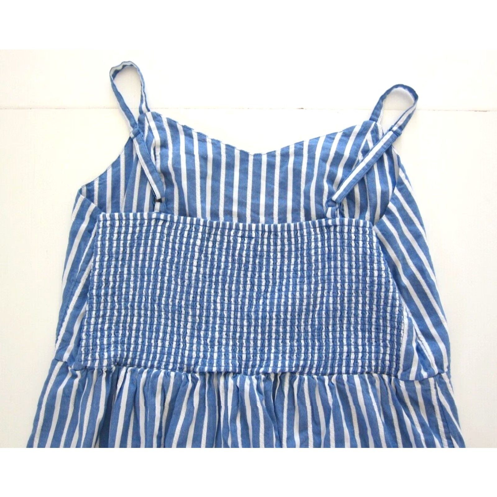 VINTAGE Old Navy Cotton Rayon Blue White Stripe Spaghetti Strap Slip Tank  Sun Dress XXL