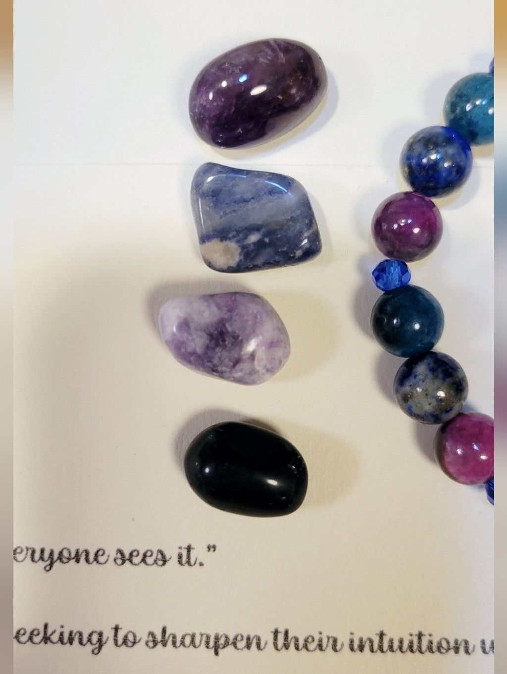 Handmade Gemstone Intent Beaded Bracelet With Tumbled Stones & Card Size ONE SIZE - 5 Thumbnail