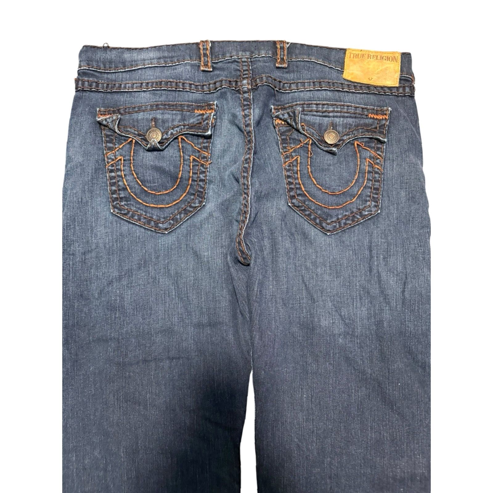 True Religion VINTAGE True Religion Ricky Jeans Mens 44x32 Blue Straight Baggy Thick Stitch Distressed 5-Pocket Zipper Pocket USA Slim? Size US 44 / EU 60 - 6 Thumbnail