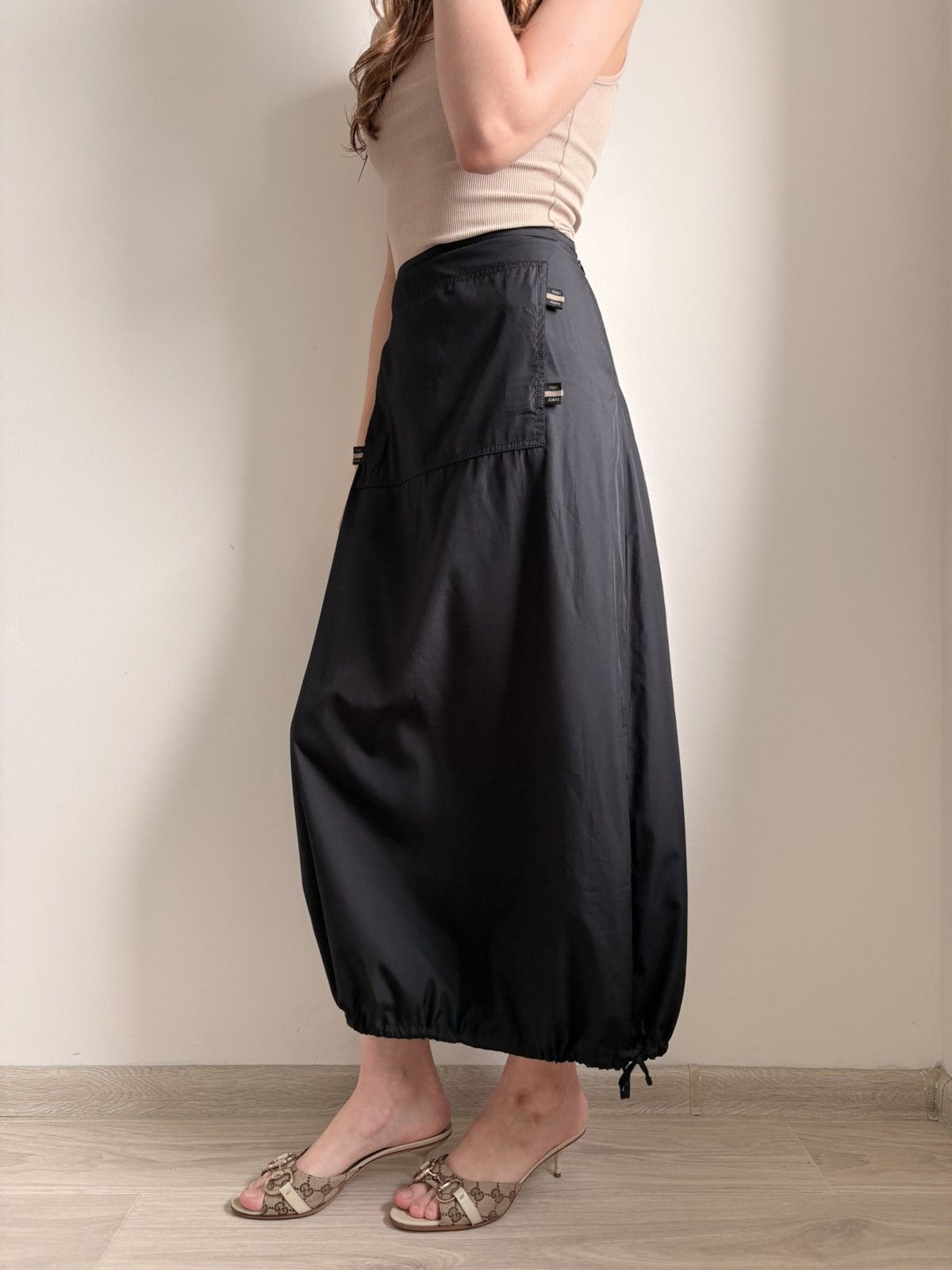 Fendi × Vintage FENDI 90s VINTAGE BLACK A-LINE LONG MAXI SKIRT Y2K IT 44 M L Size 30" / US 8 / IT 44 - 4 Thumbnail