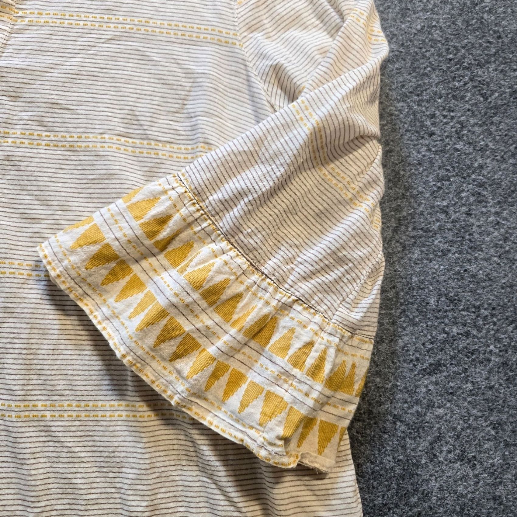 J. Jill J. Jill Top Womens M Tan Yellow Striped Flare Sleeve Cotton Boho Casual Shirt Size M / US 6-8 / IT 42-44 - 4 Thumbnail