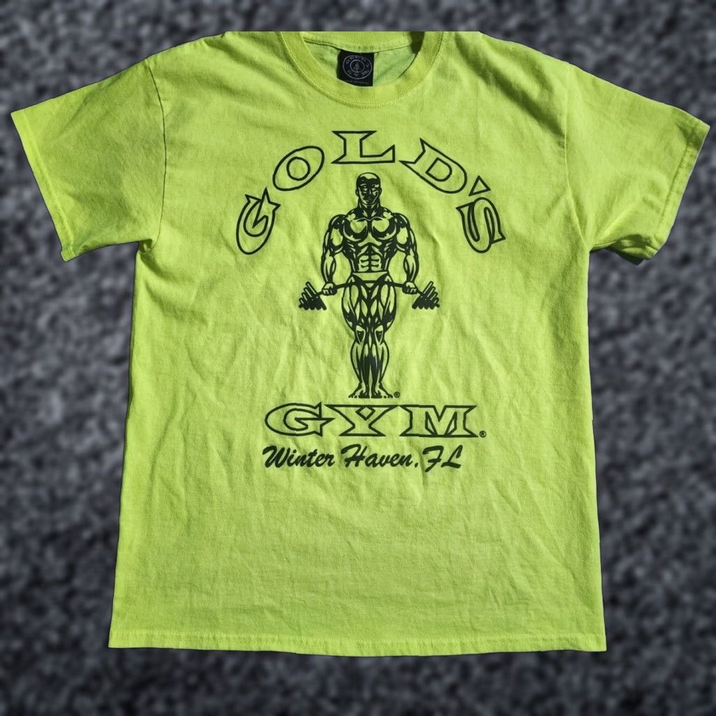 Vintage VINTAGE Gold's Gym T Shirt Mens L Yellow 90s Bodybuilder Logo Crew Neck Short Sleeve Cotton USA Size US L / EU 52-54 / 3 - 1 Thumbnail
