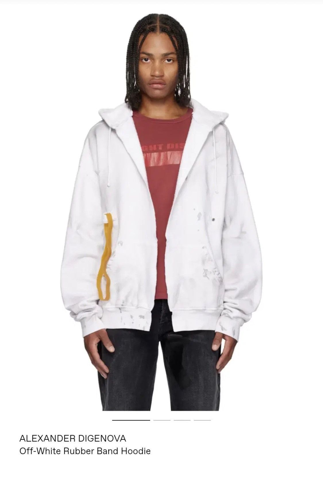 ALEXANDER DIGENOVA Alexander Digenova Dirty White Rubber Band Zip Hoodie Size US S / EU 44-46 / 1 - 3 Thumbnail