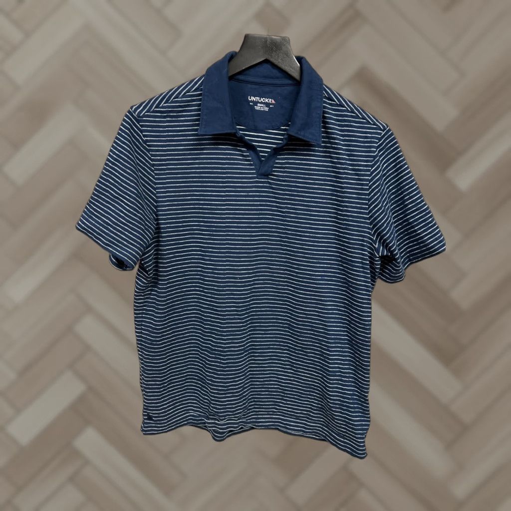 UNTUCKit UNTUCKit Polo Shirt Mens Blue Small Short Sleeve Collared Logo Button 100% Cotton Lightweight Stretch Size US S / EU 44-46 / 1 - 1 Thumbnail