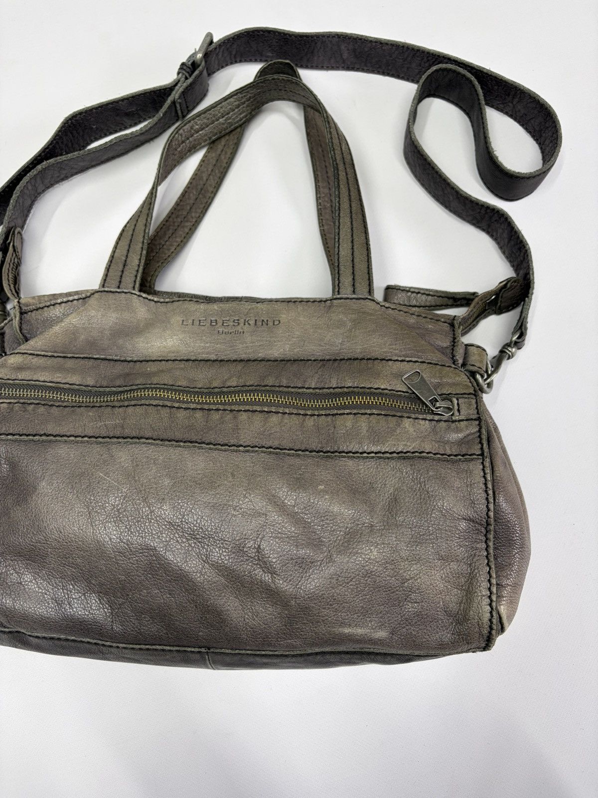 KMRii Oversized Artisan Gray Leather Shoulder Bag Rick Owens Vibe Size ONE SIZE - 6 Thumbnail