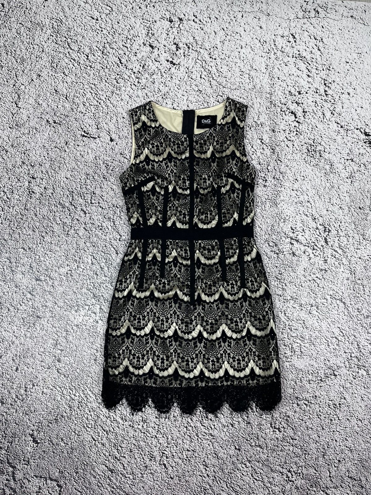 Vintage D&G Dolce & Gabbana Black Lace Sexy Mini Dress 2000s