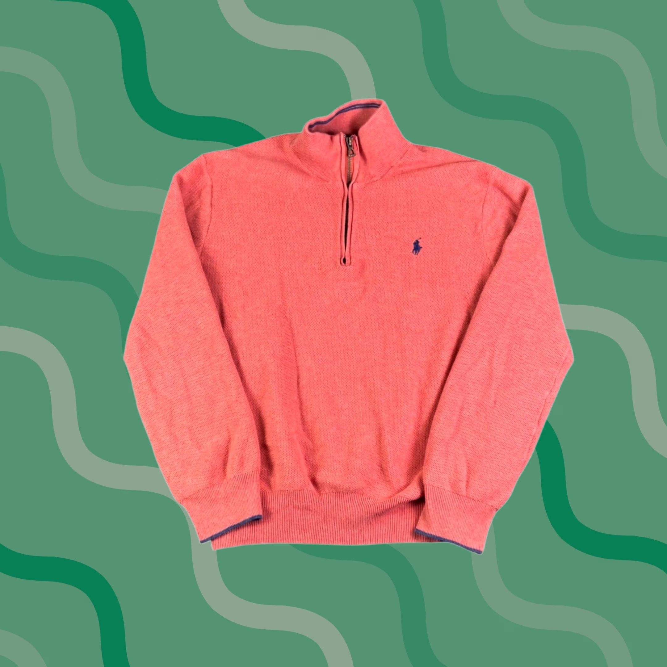 Polo Ralph Lauren Polo Ralph Lauren Pima Cotton Quarter Zip Sweater Coral Pink Mens L Size US L / EU 52-54 / 3 - 1 Thumbnail