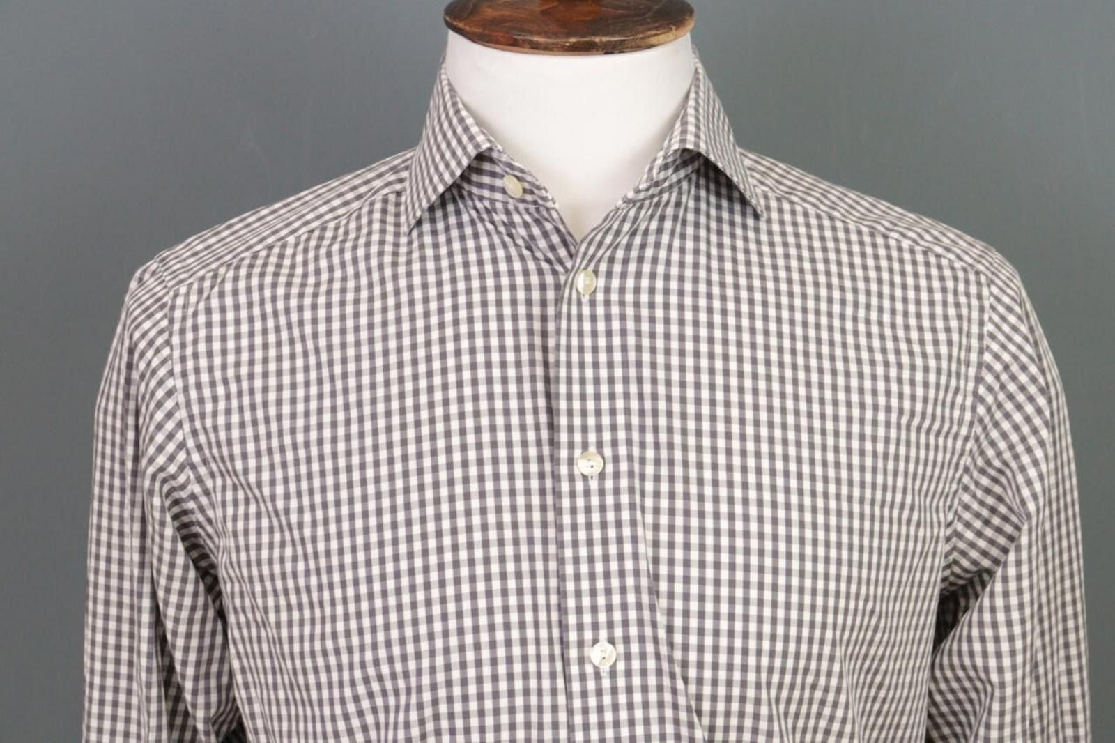 Eton Eton Contemporary Gray Check Button Shirt Size 40/15 3/4 Size US M / EU 48-50 / 2 - 2 Thumbnail