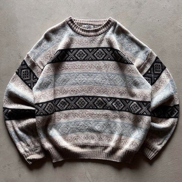 Vintage vintage northern spirit striped boxy knit sweater Size US L / EU 52-54 / 3 - 1 Thumbnail