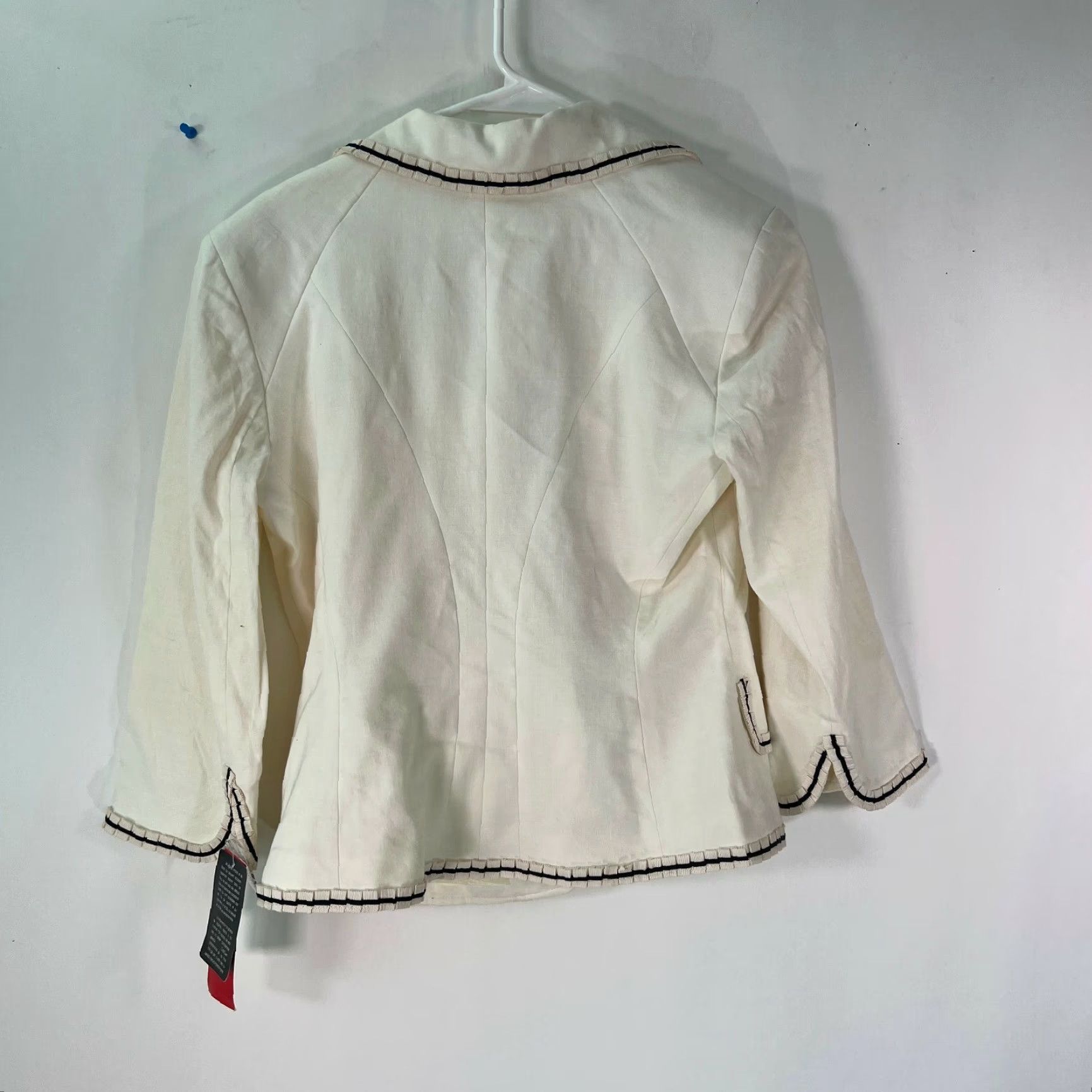 Anne Klein AK Anne Klein Womens Stretch Ruffle Trim Formal Ivory Blazer Jacket Size 6 Size M / US 6-8 / IT 42-44 - 2 Thumbnail