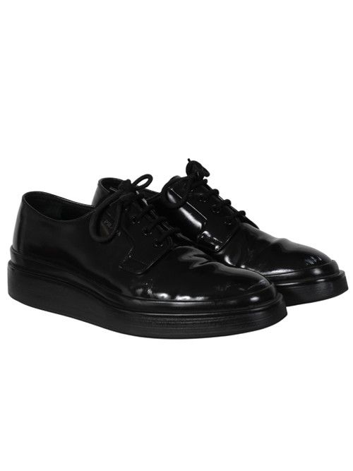 Prada Black Leather Oxford Chunky Derby - 02631 Size US 10.5 / EU 43-44 - 1 Thumbnail