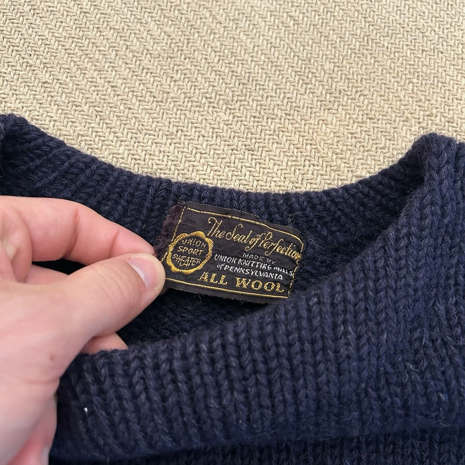 Vintage 40s 50s Union Knitting Mills Wool Knit Sport Varsity Sweater Size US S / EU 44-46 / 1 - 2 Thumbnail