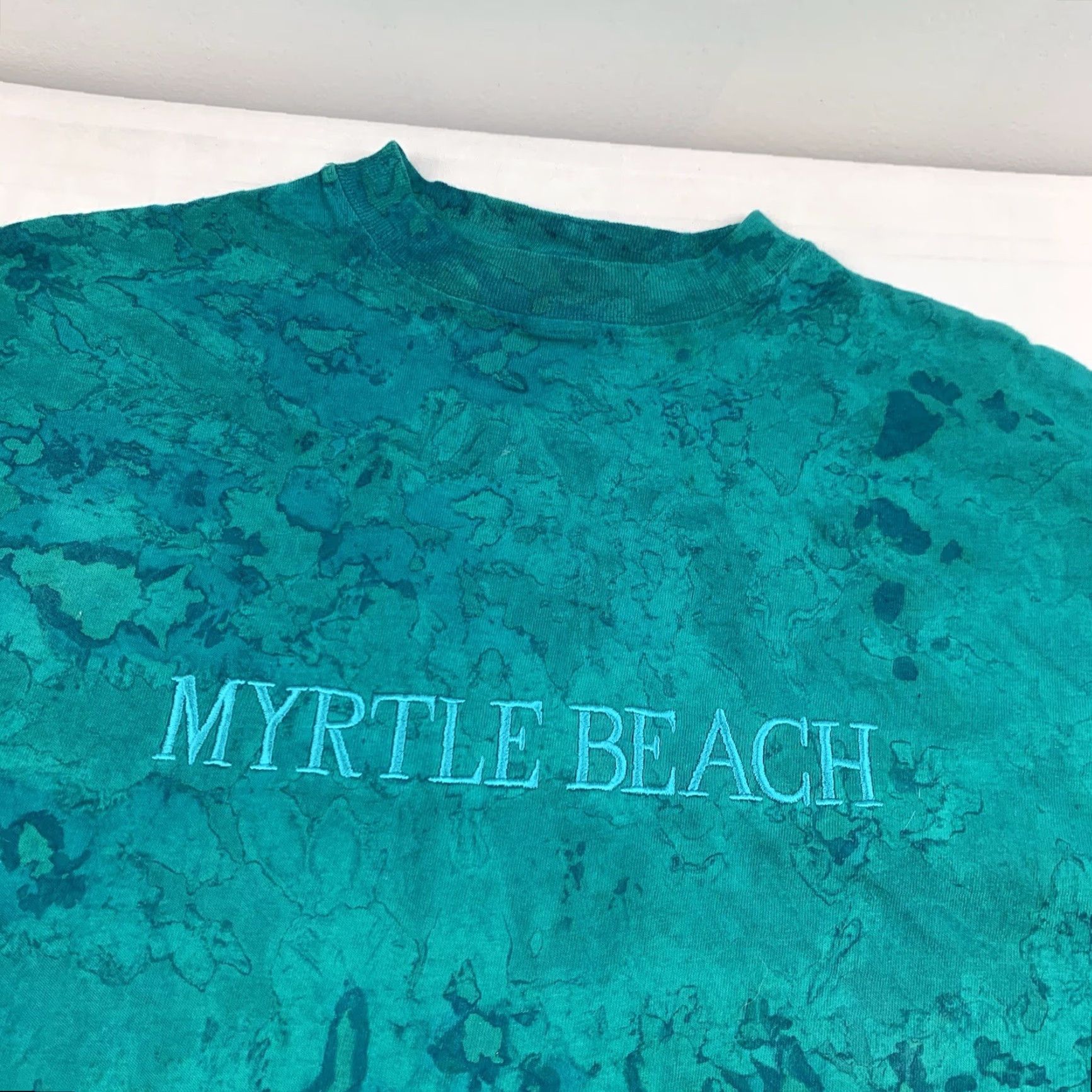 Vintage VINTAGE Myrtle Beach Shirt Adult Medium Green Acid Washed Tie Dye Embroidered Shirt 90s Beach USA Mens Size US M / EU 48-50 / 2 - 2 Thumbnail
