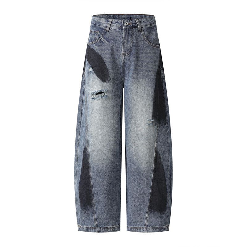 Vintage Retro Splatter-Paint Wide-Leg Distressed Saber Jeans Size US 32 / EU 48 - 1 Thumbnail
