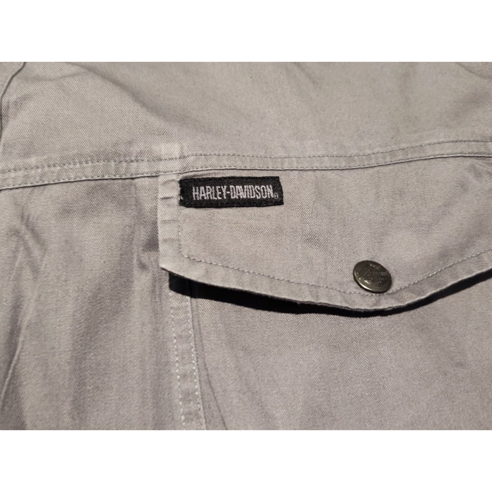 Harley Davidson Harley-Davidson Long Sleeve Button-Up Shirt XL Gray Canvas Biker Mens Size US XL / EU 56 / 4 - 7 Thumbnail