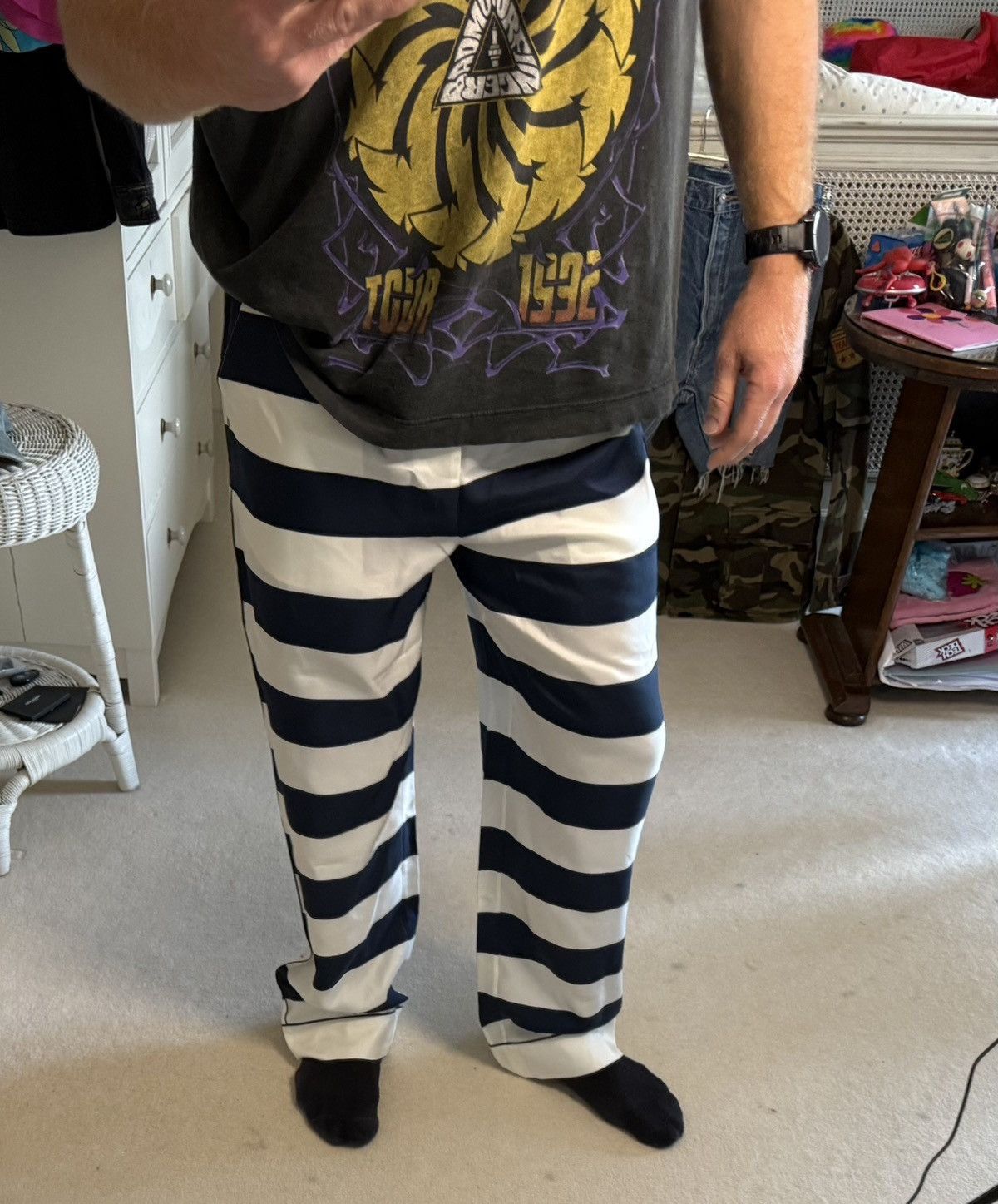 Dolce & Gabbana Dloce & Gabbana silk stripe sailor pants blue white 😍😍😍 Size US 30 / EU 46 - 4 Thumbnail