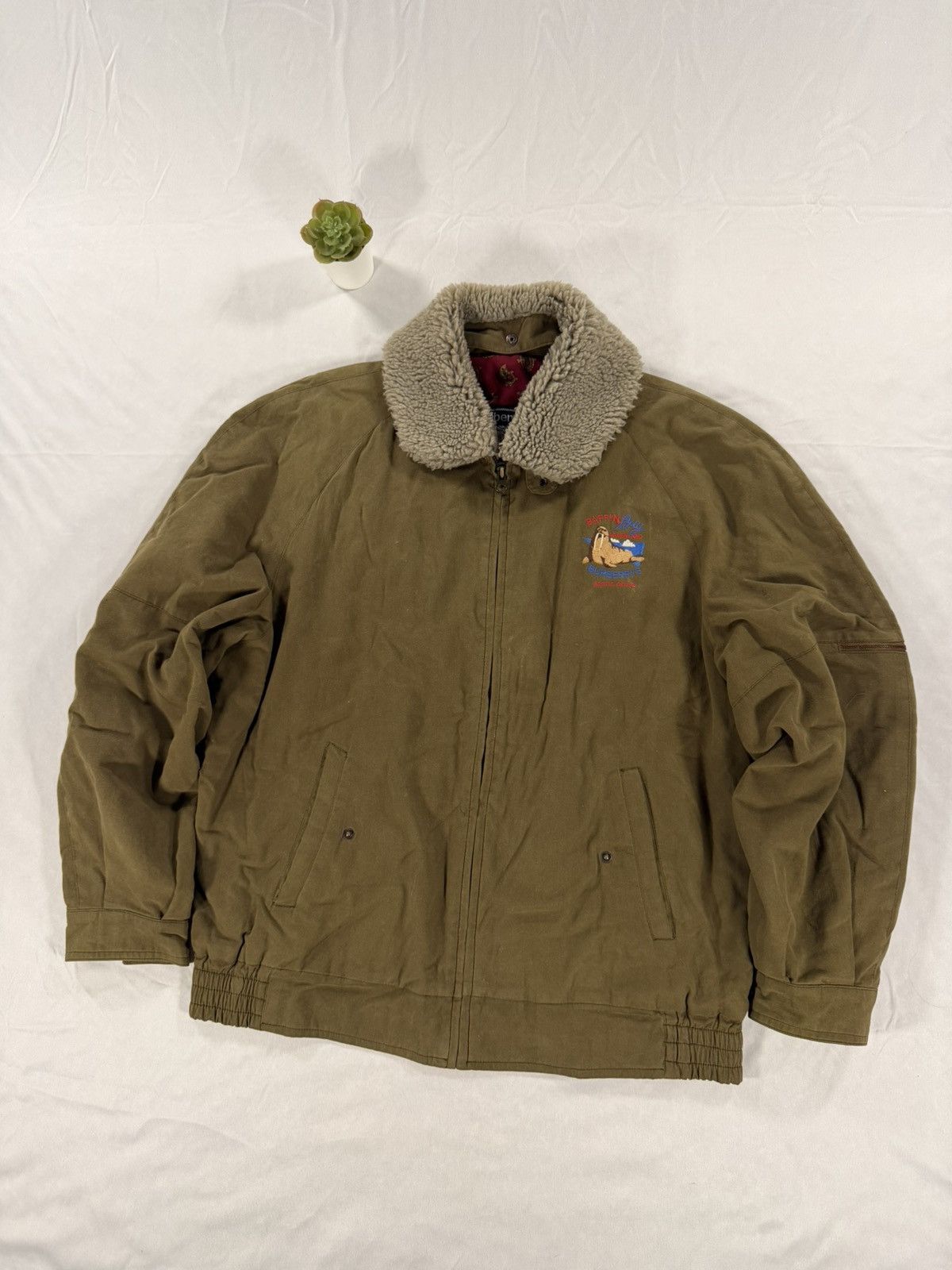 Burberry VTG Burberry Bomber Coat Faux Fur Collar Size M / 18 Olive Size US M / EU 48-50 / 2 - 1 Thumbnail