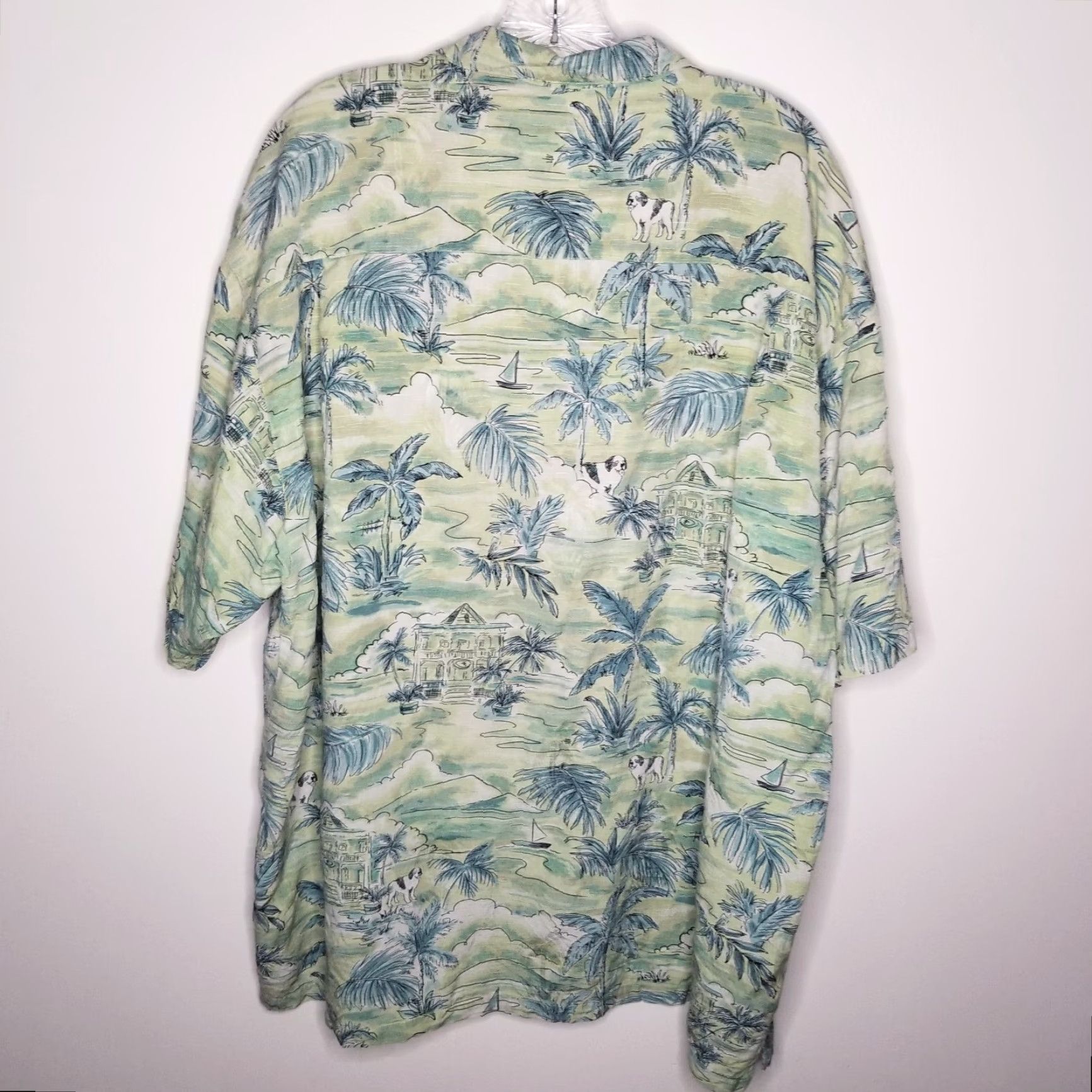 Big Dogs Big Dogs Mens Short Sleeve Hawaiian Shirt XL Green 100% Silk Button-Up Size US 36 / EU 52 - 5 Thumbnail