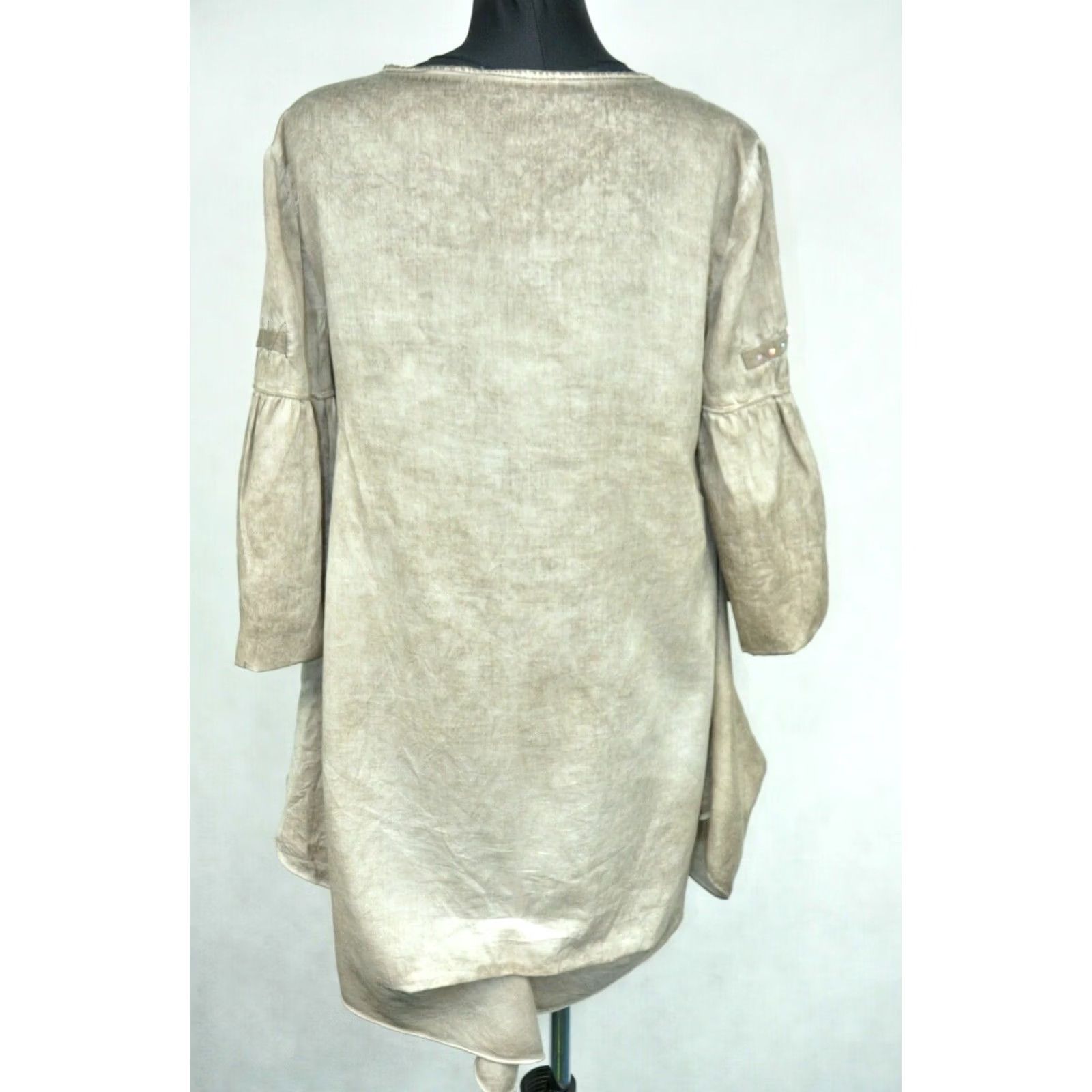 Vintage Elisa Cavaletti Dress L Women's Beige 100% Cotton Knee Length V-Neck 3/4 Sleeve A-Line Regular Vintage: No Size L / US 10 / IT 46 - 4 Thumbnail