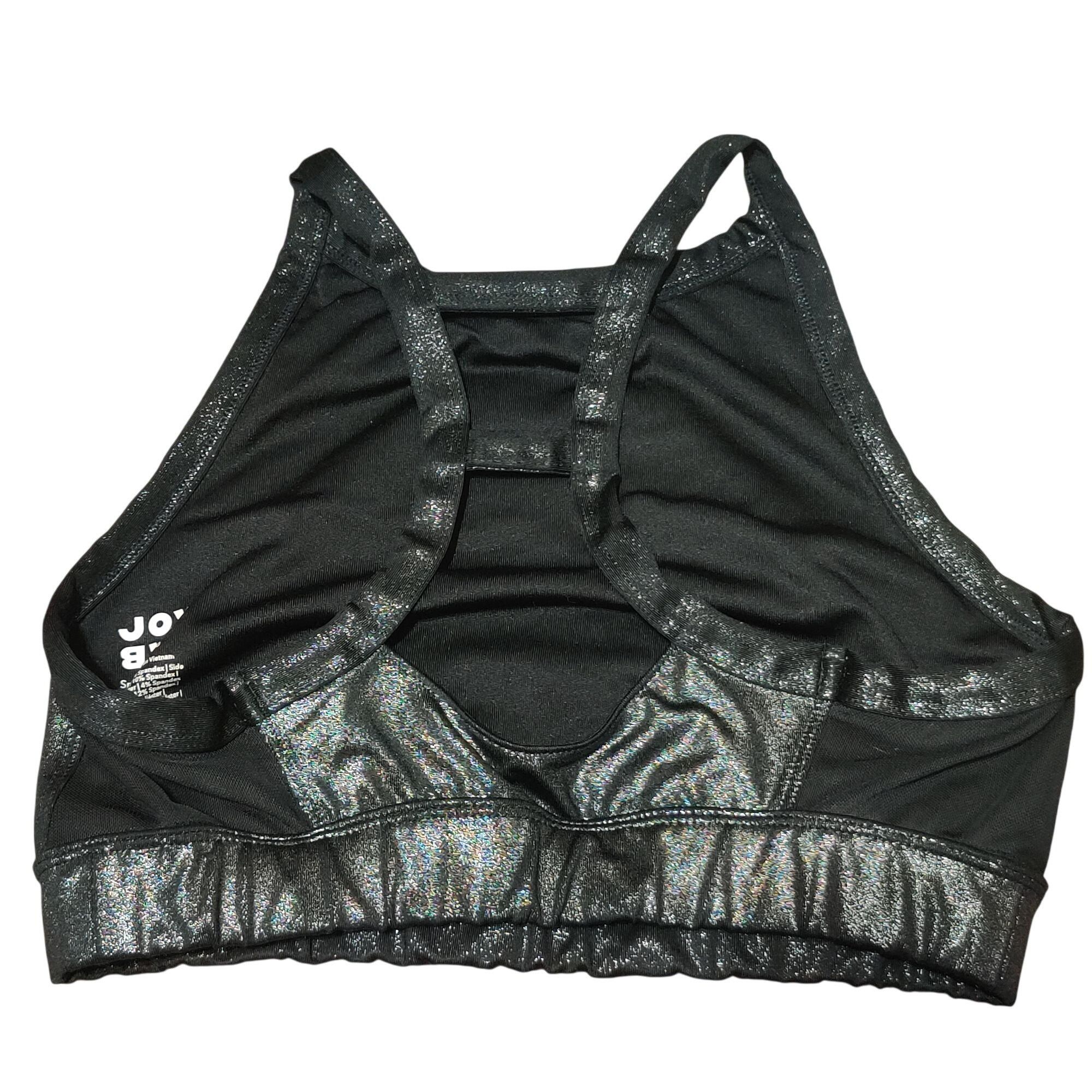 Other JoyLab S Metallic Black High Neck Racerback Sports Bra Dance Size ONE SIZE - 2 Thumbnail