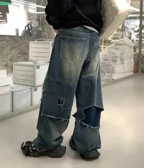 Japanese Brand Ripped Design Washed Jeans Size US 28 / EU 44 - 3 Thumbnail