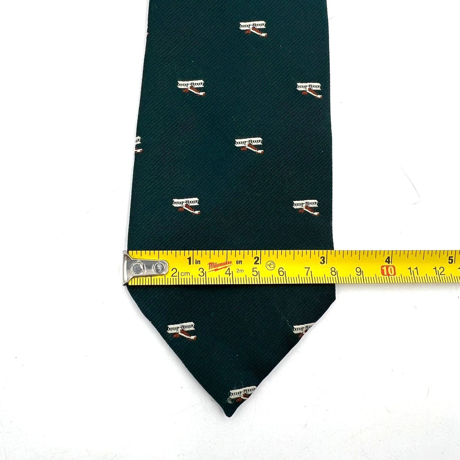 Vintage Silk Forrest Green Tie Wright Flyer Plane Motif
