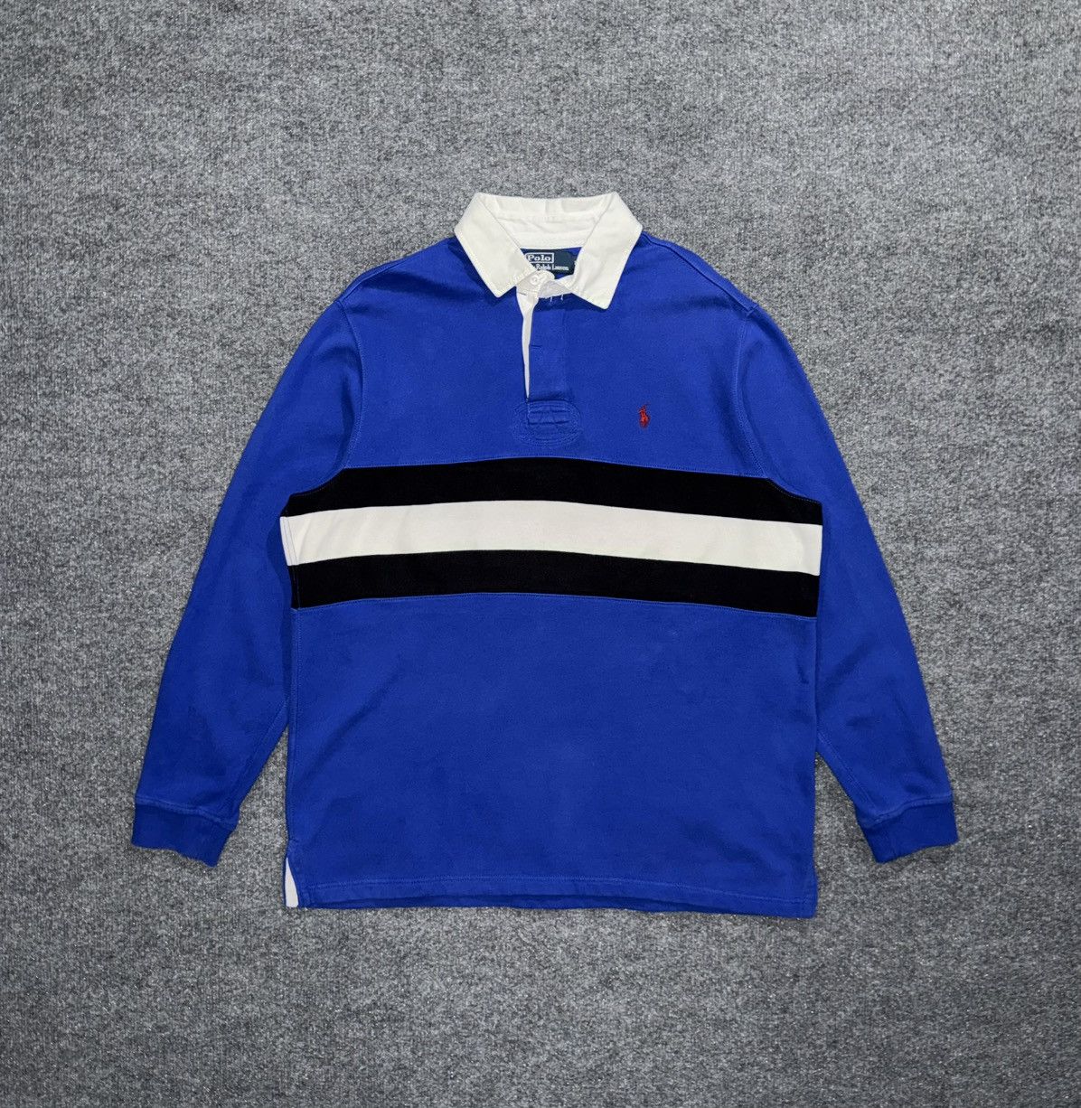 Polo Ralph Lauren Vintage Polo Ralph Lauren Blue Striped Rugby Shirt Size L Size US L / EU 52-54 / 3 - 1 Thumbnail
