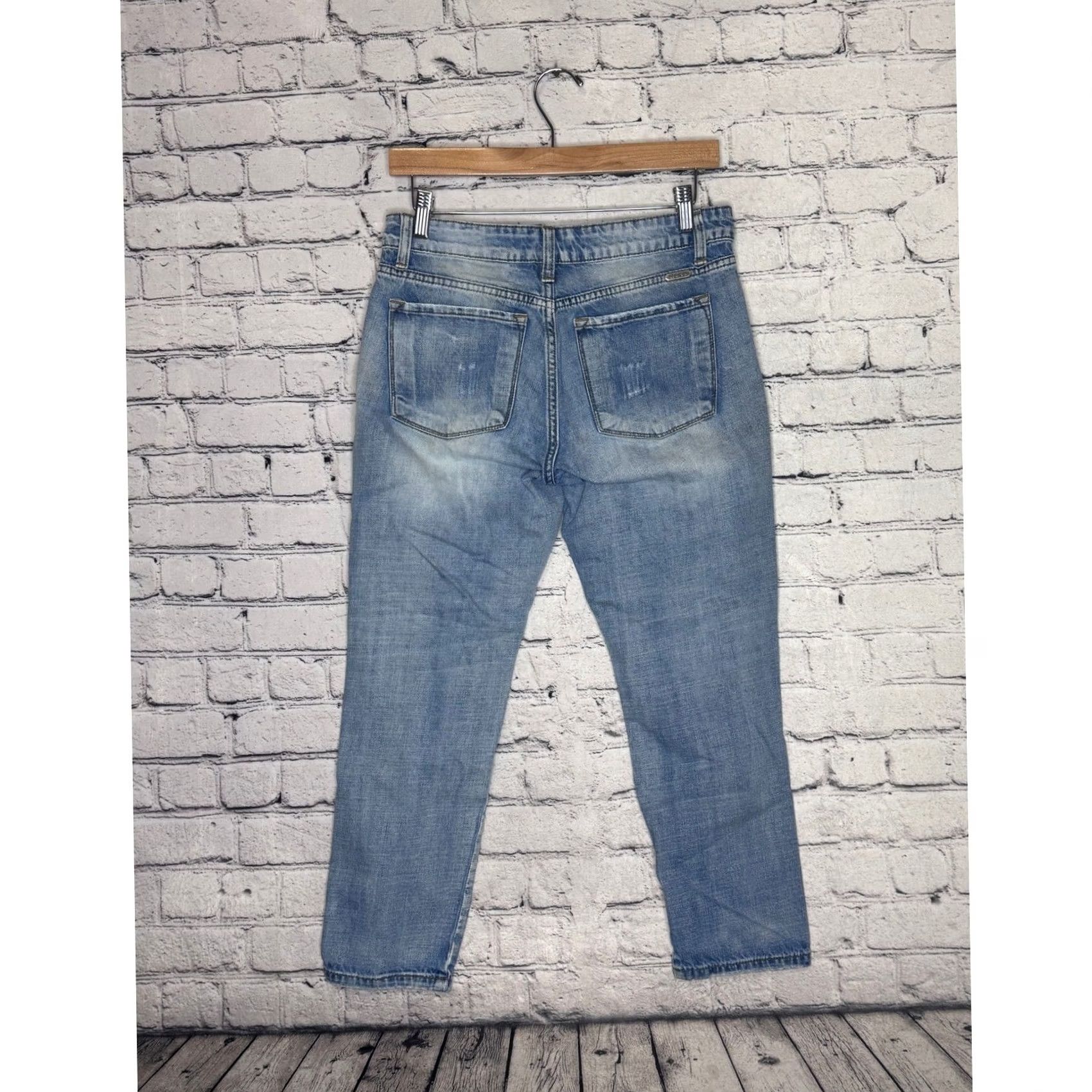 Vintage KanCan Jeans Womens Size 7 Distressed Light Wash Denim Boyfriend Crop Jeans Size 28" / US 6 / IT 42 - 5 Thumbnail