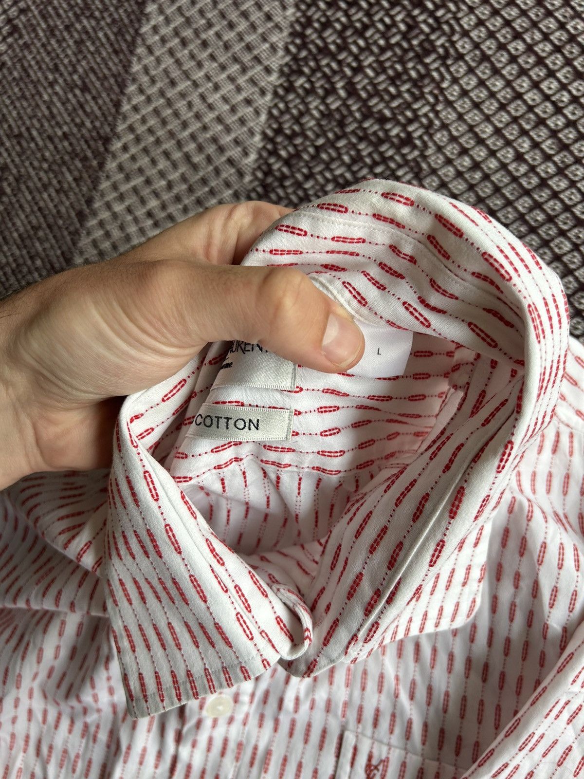 Yves Saint Laurent Yves Saint Laurent Luxury Short Sleeve Monogram Shirt Size L Size US L / EU 52-54 / 3 - 6 Thumbnail