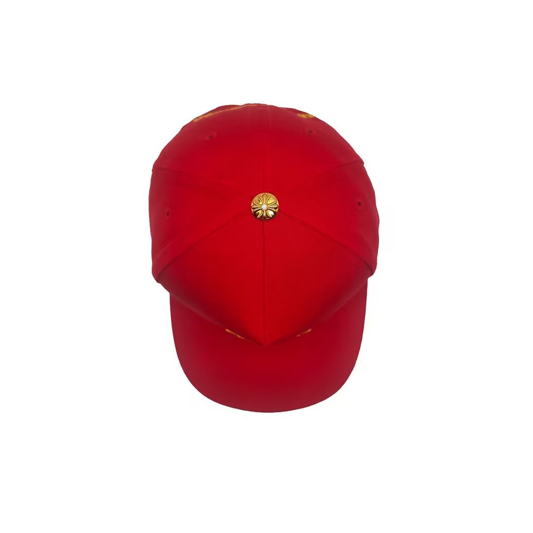 Chrome Hearts Chrome Hearts CH Embroidered 22K Gold Diamond Button Red Cap Size ONE SIZE - 3 Thumbnail