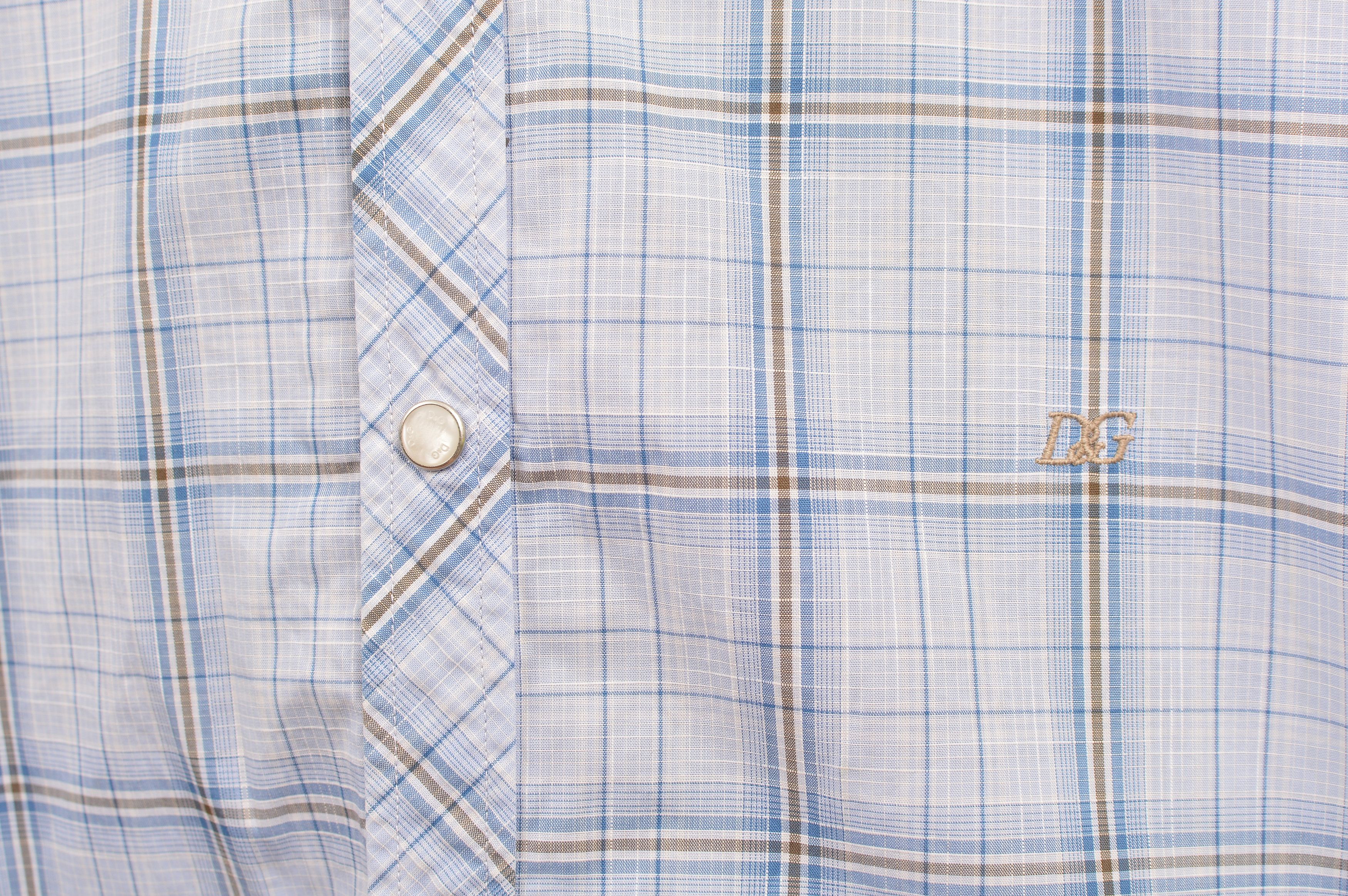 Dolce & Gabbana Vintage Dolce Gabbana Blue Check Cotton Dress Shirt Size 42S - 3 Thumbnail